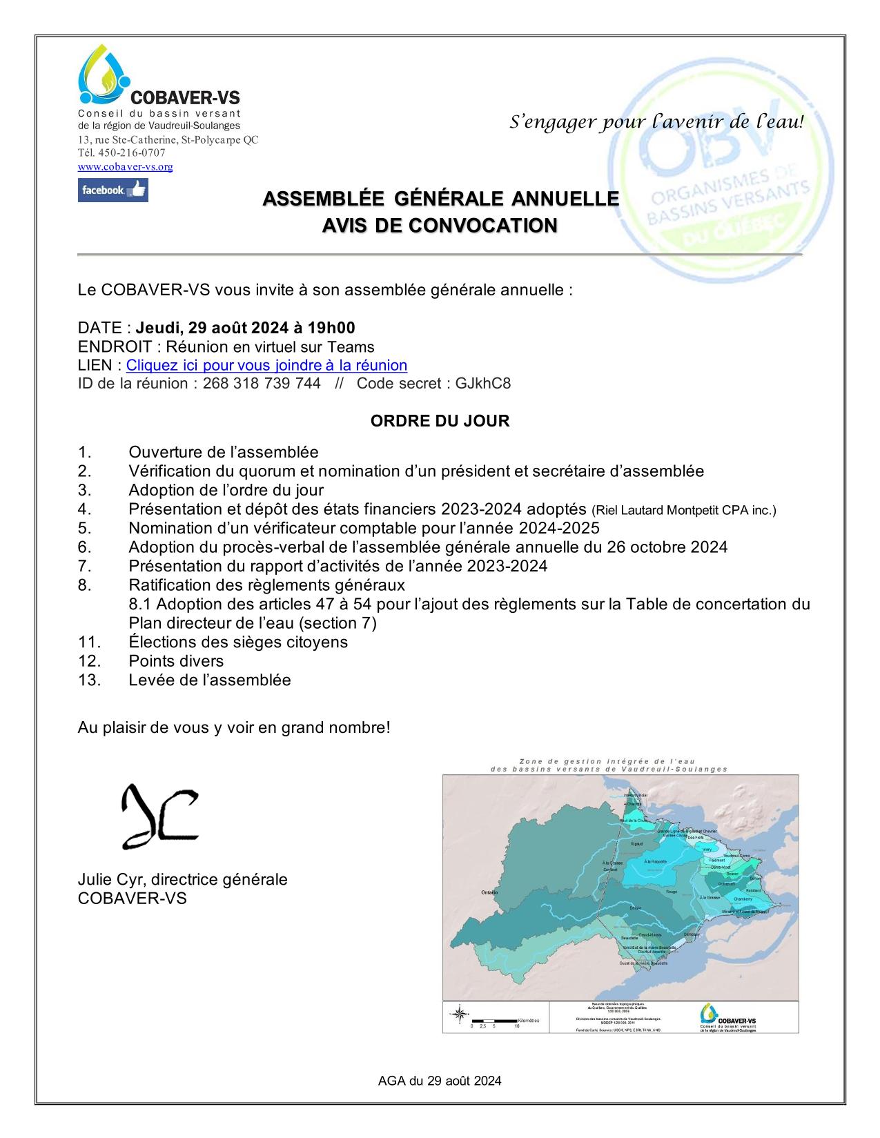 Assemblée générale annuelle 2024: Ordre du jour